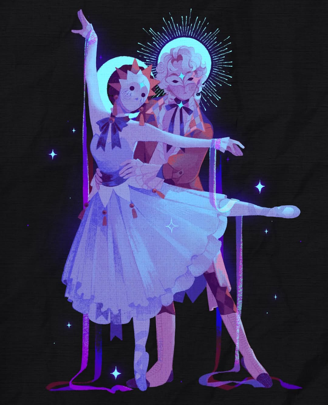 ✦ Masked Dancers ✦⟡ ⟡⟡ just unlocked ambient lighting in my rendering yay#illustration #drawing